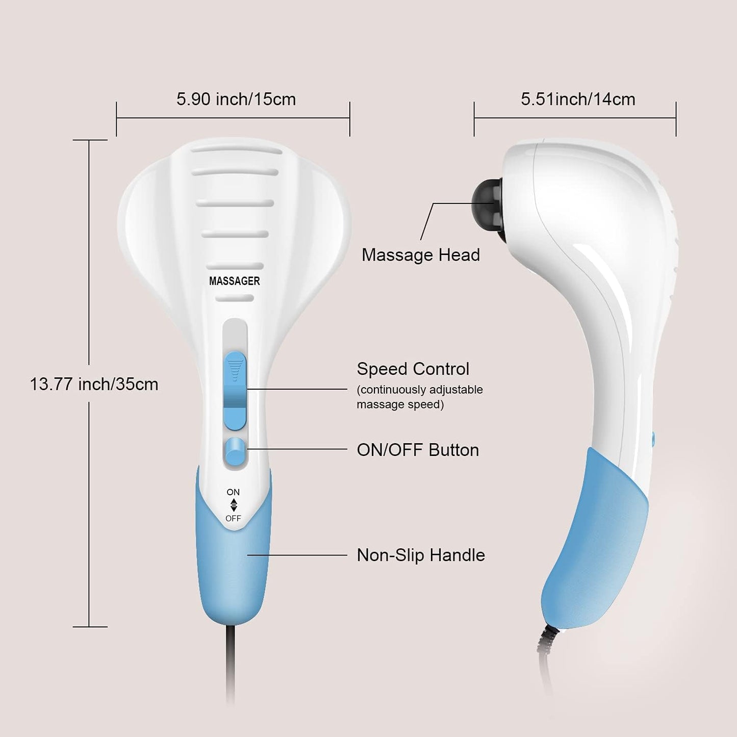 Electric Handheld Full-Body Massager with Adjustable Intensity