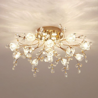 Art Deco Elegant Flower Flush Mount Ceiling Lights, Gold