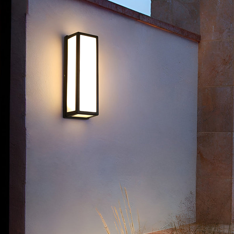 Rectangle LED Waterproof Motion Sensor Black Contemporary Wall Sconce Light