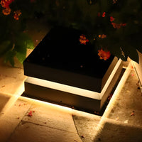 Square Black Modern Solar Post Lights