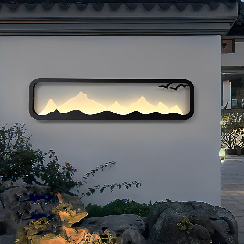 Mountain Scenery LED Waterproof Black Outdoor Wall Lamp