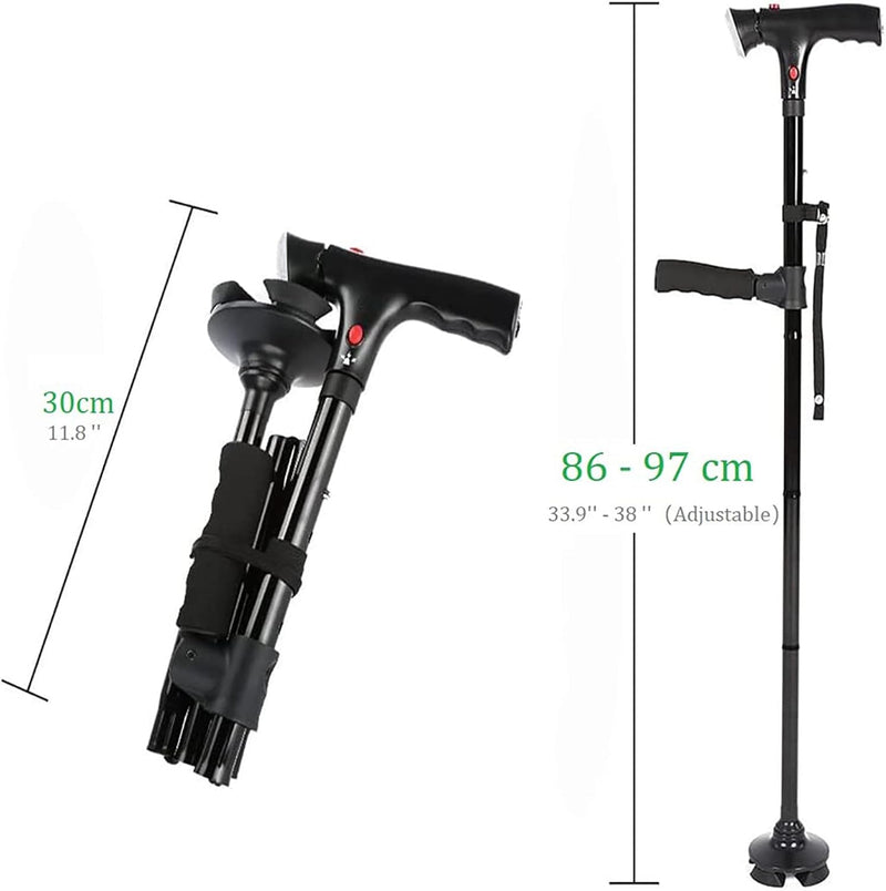 Folding Cane with Led Light, Adjustable for Arthritis, Disabled and Elderly