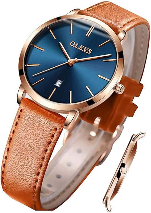 Armbanduhr für Herren Top-Marke Luxus Quarz Armbanduhren Sport Casual Echtes Leder Einfaches Design Dünne Herrenuhren 
