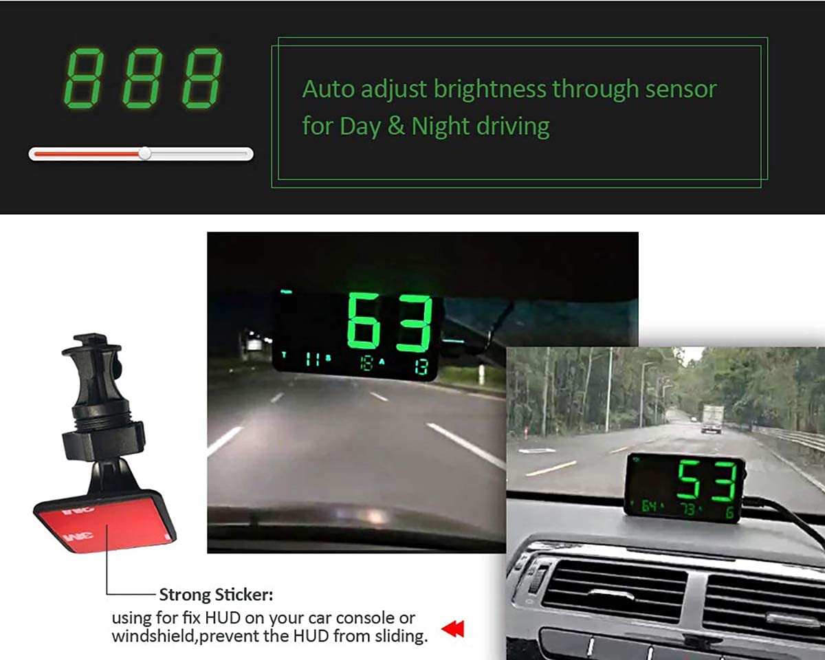 Universal Hud Heads Up Display 4.5'' Large Screen Digital Speedometer