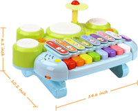 Baby Musical Toys - Piano Keyboard, Xylophone, Drum Set