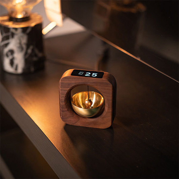 Wooden Battery Operated Copper Bell Timer