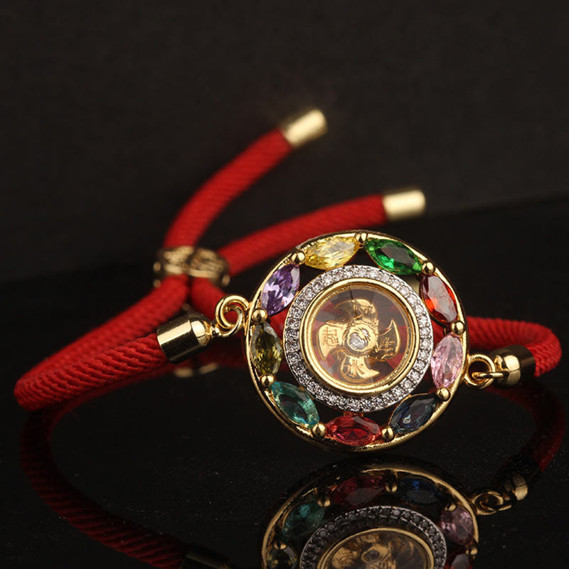 Colorful Zircon Wealth Luck & Prosperity Rotation Bracelet Necklace Pendant
