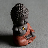 Kleiner Buddha aus violettem Ton, Dekoration für Zuhause, Schreibtisch, Heimdekoration 