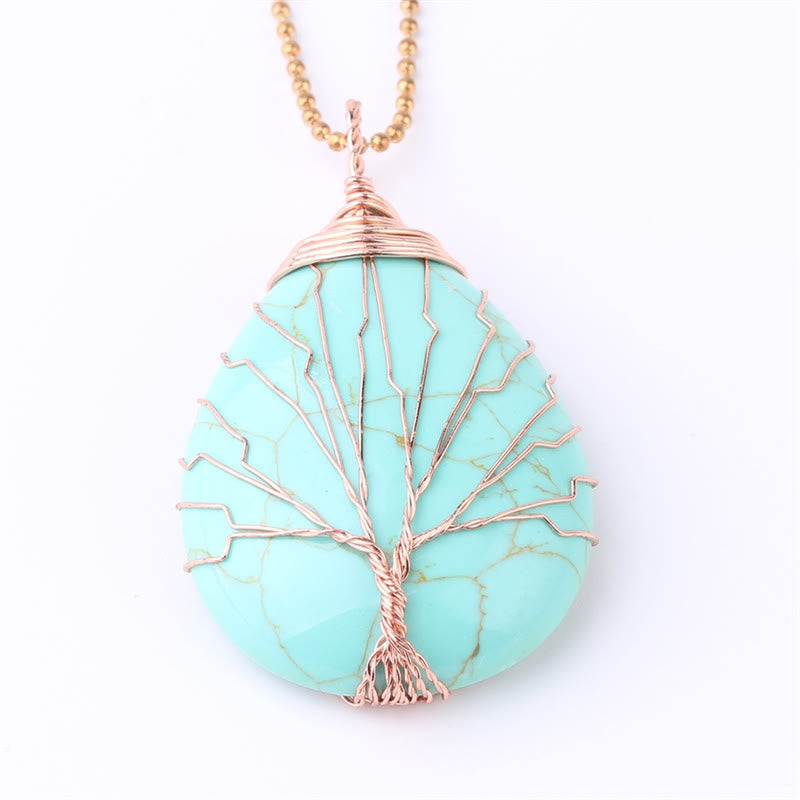 Halskette mit Lebensbaum aus natürlichem Quarzkristall