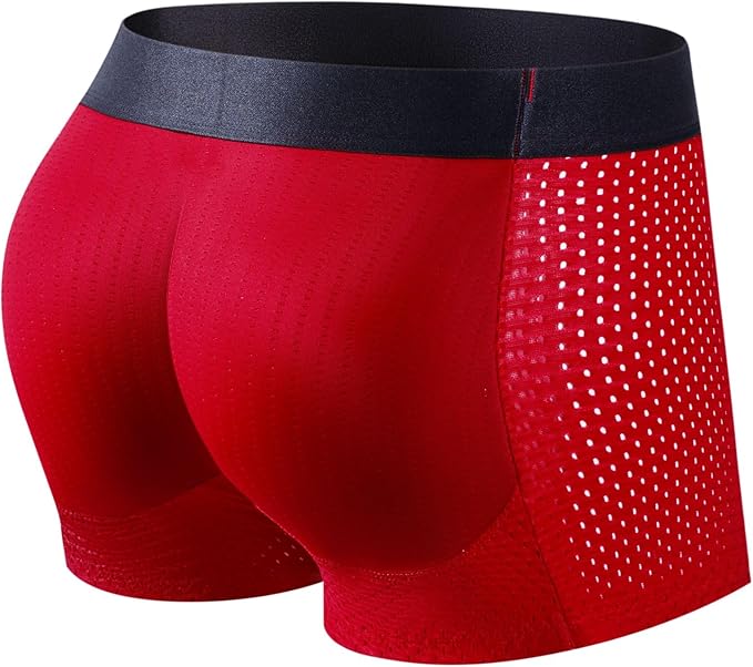 Herren-Boxershorts mit integriertem Fake-Po, Hüftlifter, Enhancer, Shorts, Boxershorts, gepolsterte Unterwäsche, Shapewear, Unterhose, Nylon, atmungsaktiv 