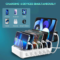 6-Port 60W Charging Station with 7 Mixed Cables