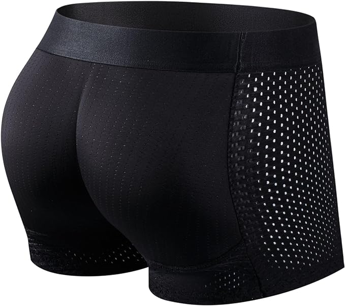 Herren-Boxershorts mit integriertem Fake-Po, Hüftlifter, Enhancer, Shorts, Boxershorts, gepolsterte Unterwäsche, Shapewear, Unterhose, Nylon, atmungsaktiv 