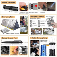 Survival Gear Kit - 250Pcs Survival Gear First Aid Kit with Molle System Compatible Bag and Emergency Tent