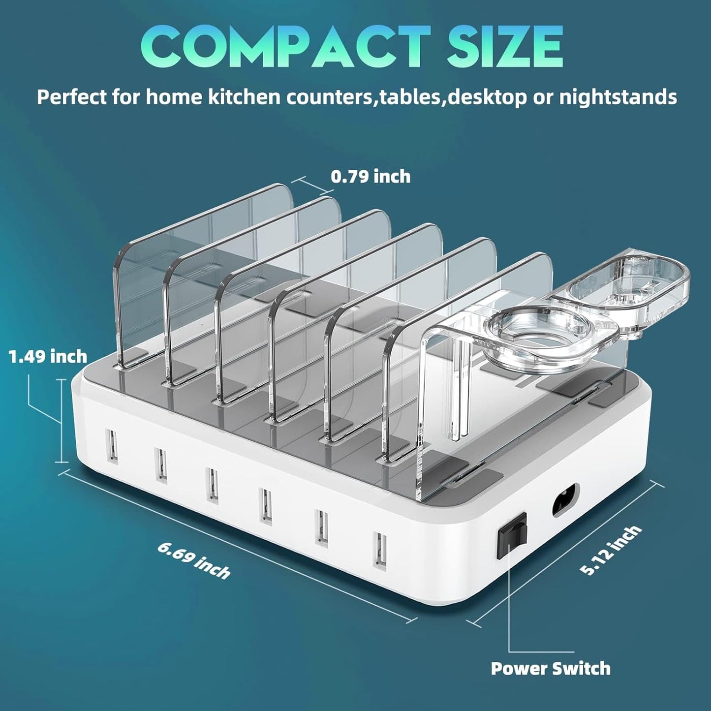 6-Port 60W Charging Station with 7 Mixed Cables