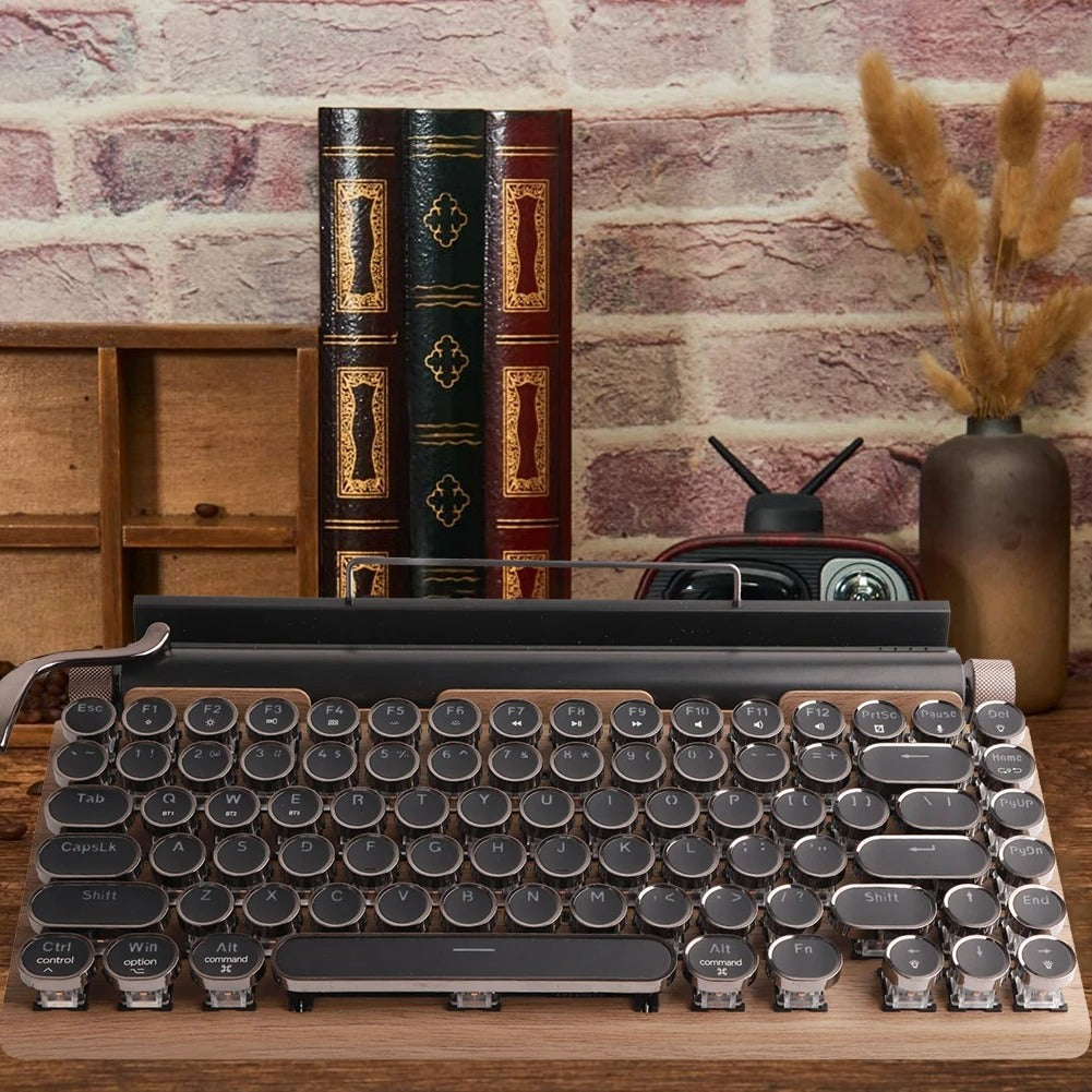 Vintage-Inspired Typewriter Keyboard with Modern Bluetooth Connectivity