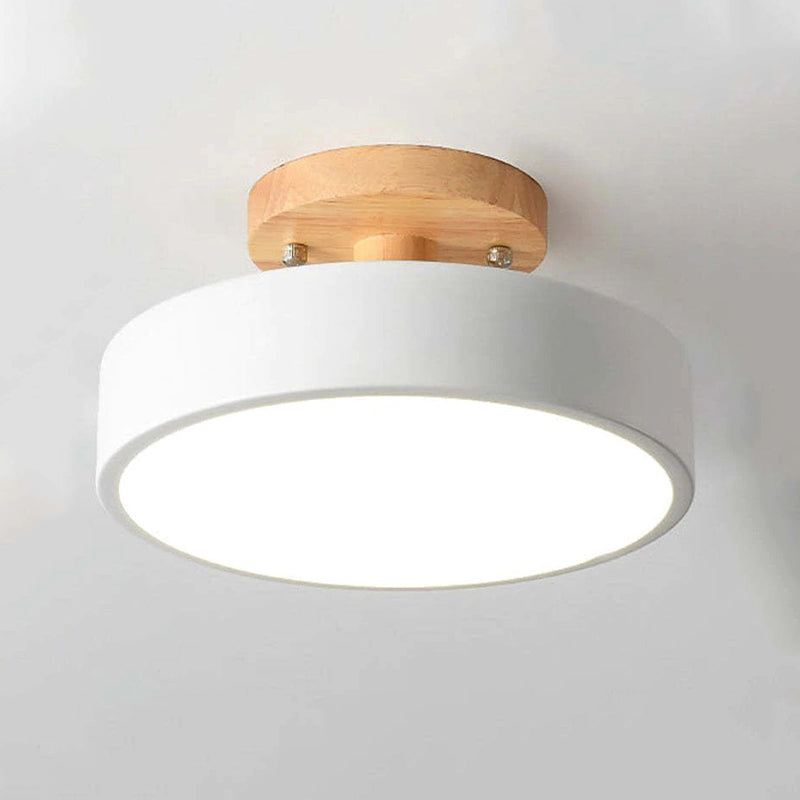 Runde LED Deckenleuchte Modern Holz/Acryl