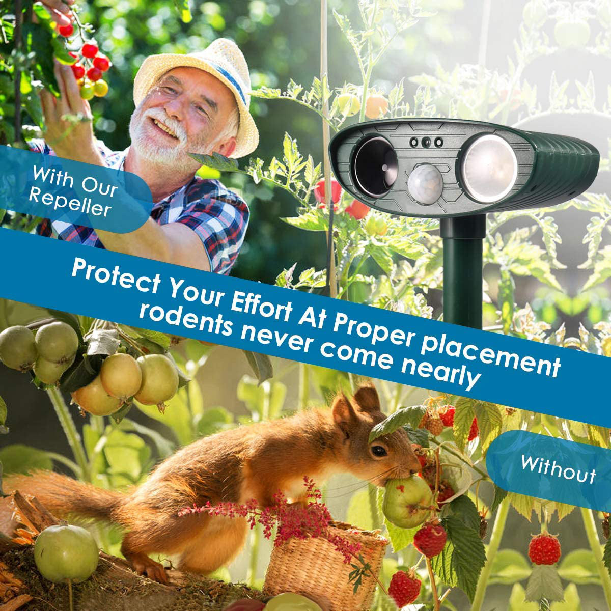 Cat Outdoor Ultrasonic Repeller | Solar Powered Ultrasonic Animal & Pest Repellant