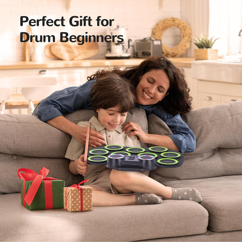 Electronic Drum | Kit 9 Pads | Practice Drum Set With Colorful Lights