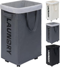 75L Collapsible Laundry Basket with Wheels for Easy Transport