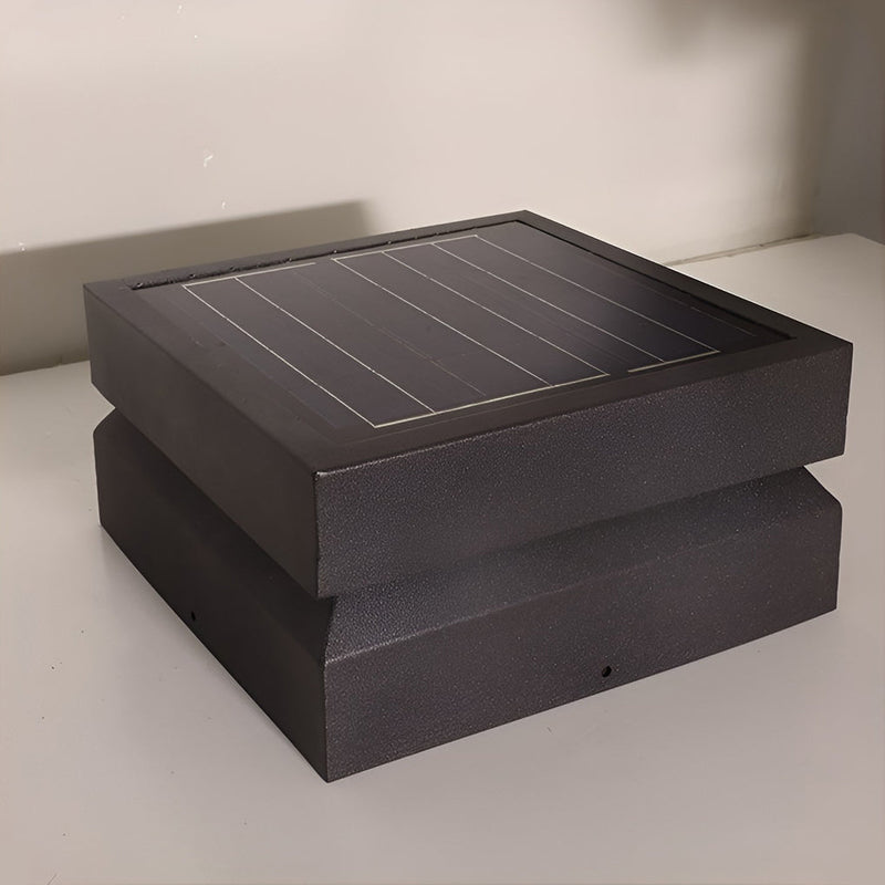 Quadratische, schwarze, moderne Solar-Pfostenleuchten