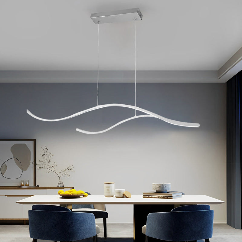 Contemporary Waves Shaped Island Chandelier Dining Room