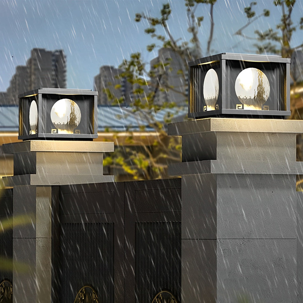 Square Circular Waterproof LED Black Solar Outdoor Fence Lamp