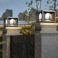 Square Circular Waterproof LED Black Solar Outdoor Fence Lamp