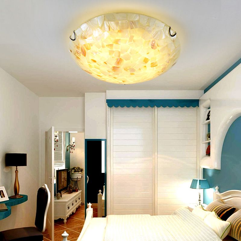 Moderne halbkugelförmige LED-Deckenleuchte aus Metall/Muschel, weiß/blau/orange 