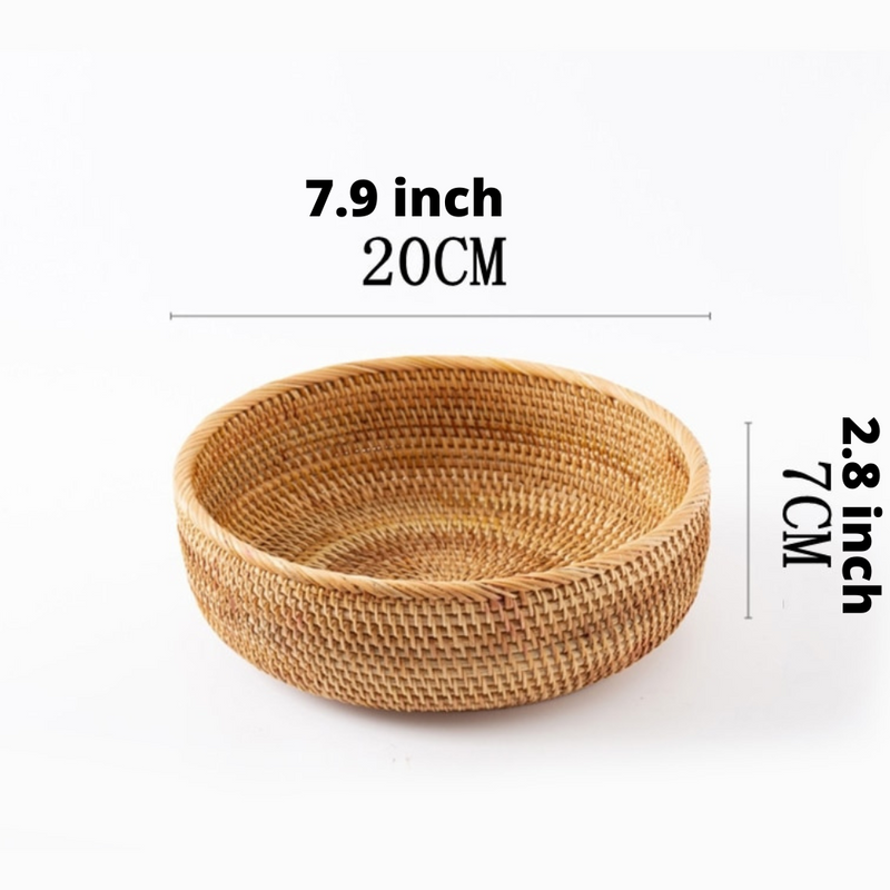 Hand-Woven Round Rattan Wicker Basket
