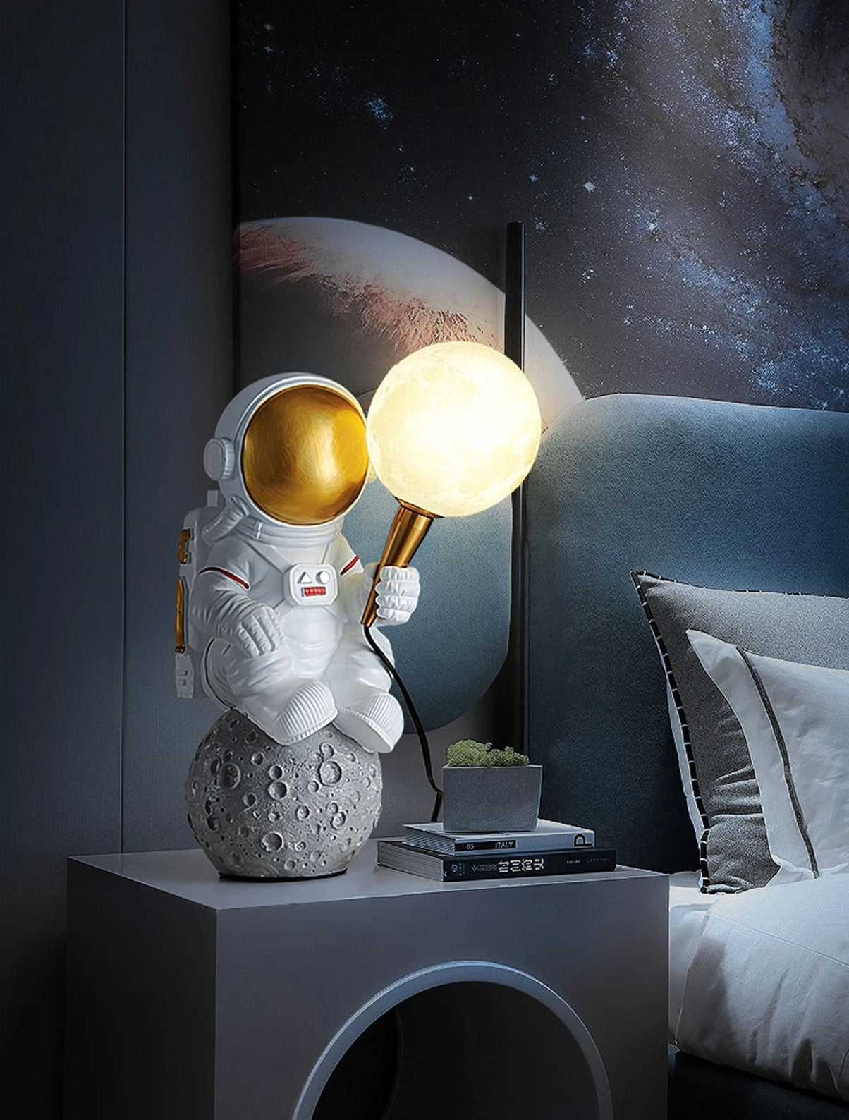 Astronaut Holding Moon Desk Lamp LED Night Light