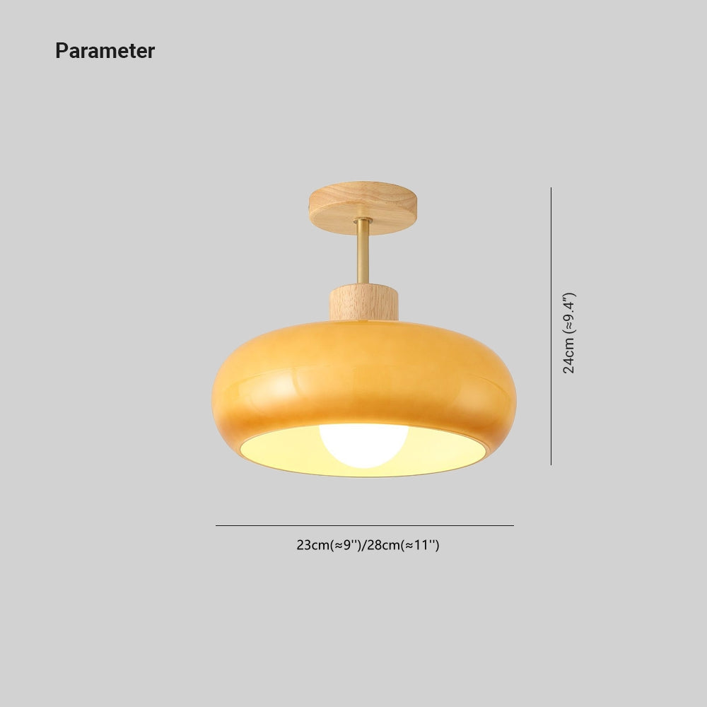 Deckenleuchte Cup Minimalistisch Holz/Glas Weiß/Orange 