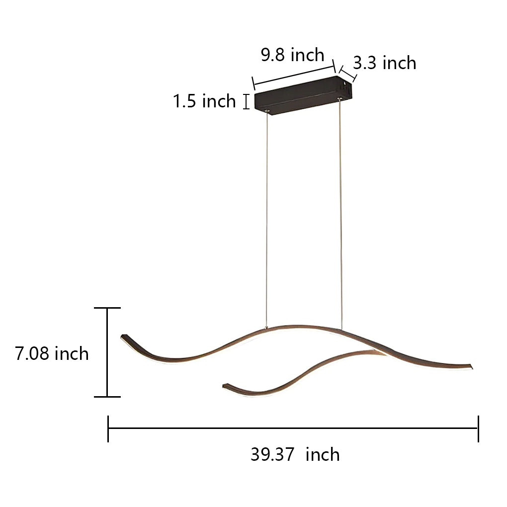 Zeitgenössischer wellenförmiger Insel-Kronleuchter für das Esszimmer