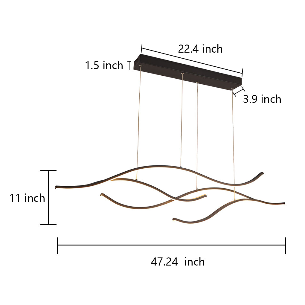 Zeitgenössischer wellenförmiger Insel-Kronleuchter für das Esszimmer