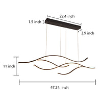 Zeitgenössischer wellenförmiger Insel-Kronleuchter für das Esszimmer