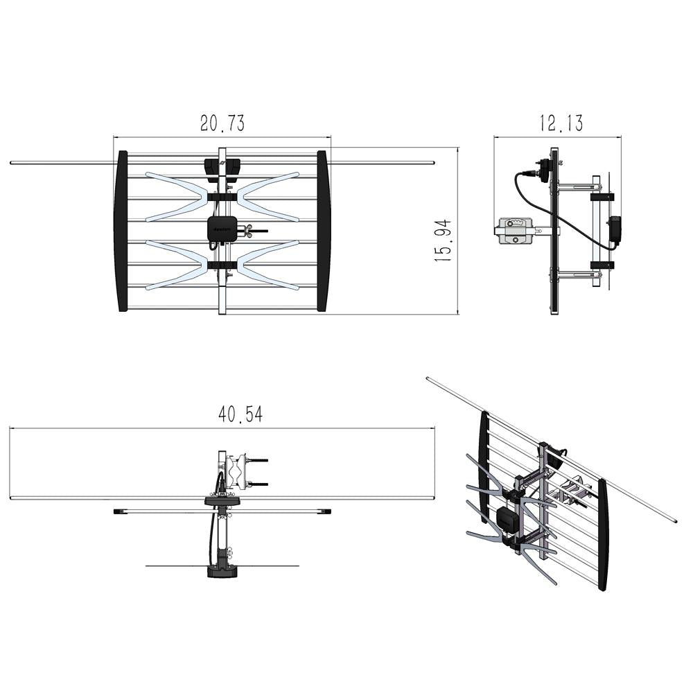 Long Range Antenna TV - Outdoor Digital Reception 360° Rotation | 200 Mile Radius