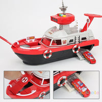 Fireman Police Car Cargo Ship Toy Boat Playset (2 Colors)