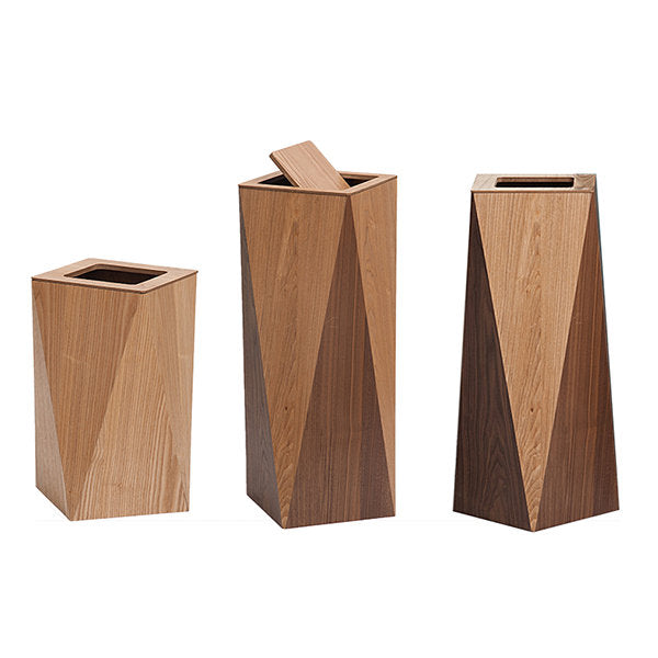 Geometric Nordic Style Wooden Diamond Trash Bin