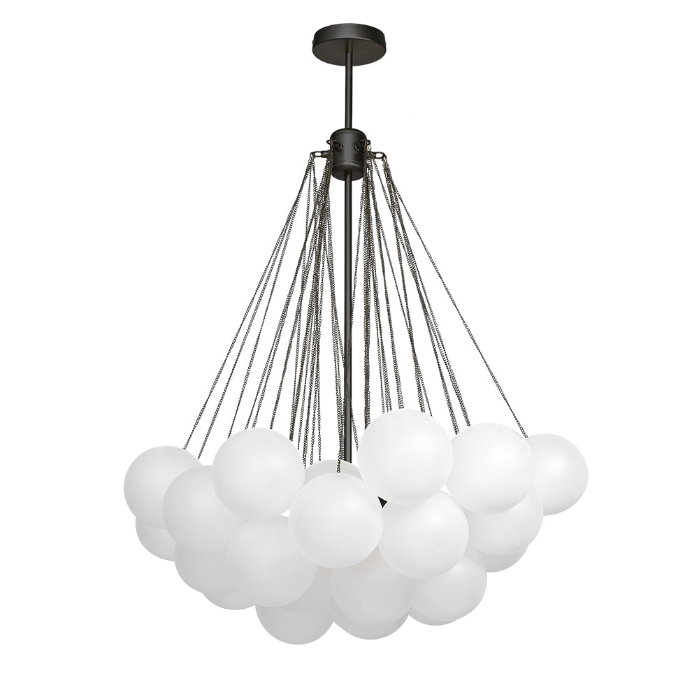 Contemporary 3-Light Cluster Glass Globe Frosted Bubble Chandelier