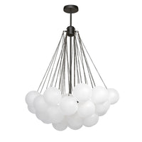 Contemporary 3-Light Cluster Glass Globe Frosted Bubble Chandelier