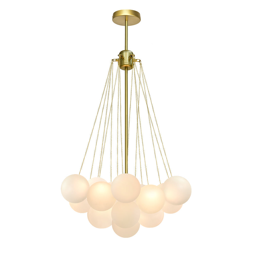 Contemporary 3-Light Cluster Glass Globe Frosted Bubble Chandelier