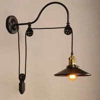 Retro Industrial Wrought Iron Light Pulley Wall Sconce Lamp