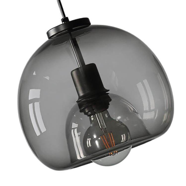 Minimalist Smoke Gray Light Hand-Blown Glass Dome Pendant Light