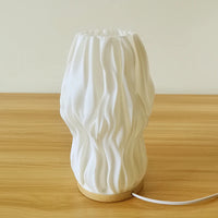 French Cream Style 3D Desk Lamp – Pleated Design for Bedroom, Study, and Coffee Shop