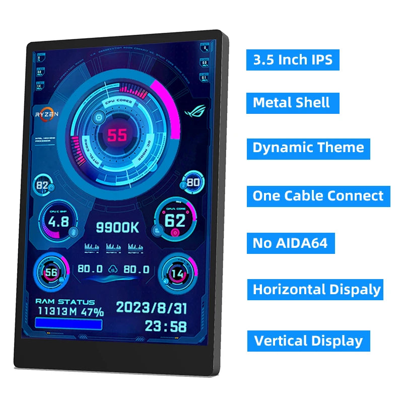 3.5 Inch IPS Type C Secondary Screen – USB LCD Monitor for Computer