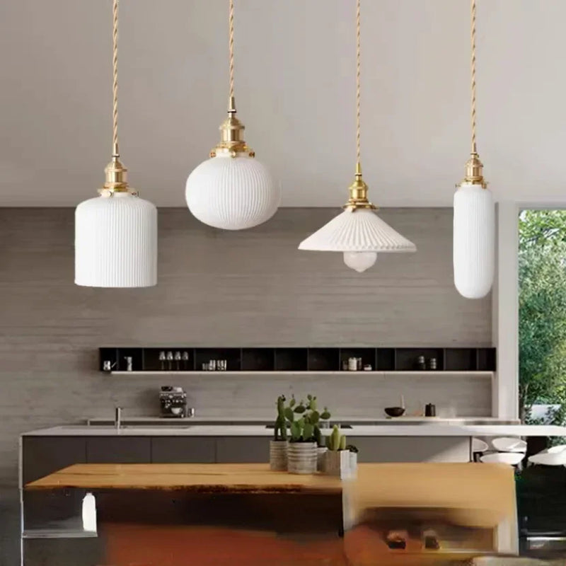 Modern White Ceramic Pendant Lights for Kitchen and Dining Room