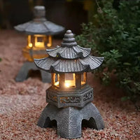 Garden Solar LED Pagoda Lantern – Japanese Resin Decorative Light