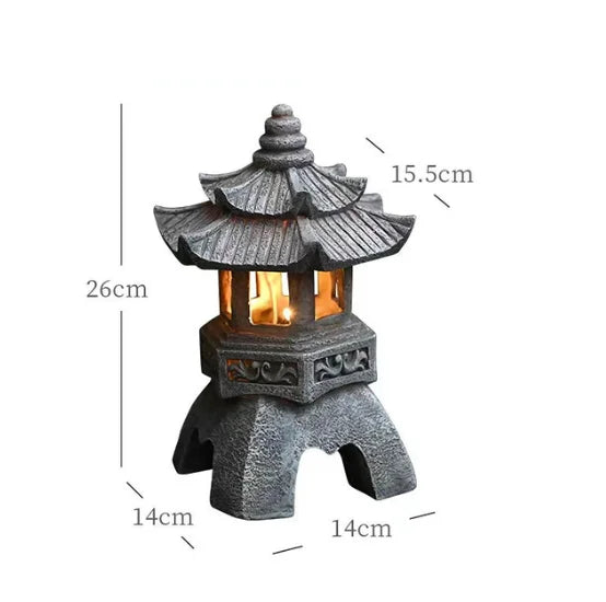 Garden Solar LED Pagoda Lantern – Japanese Resin Decorative Light