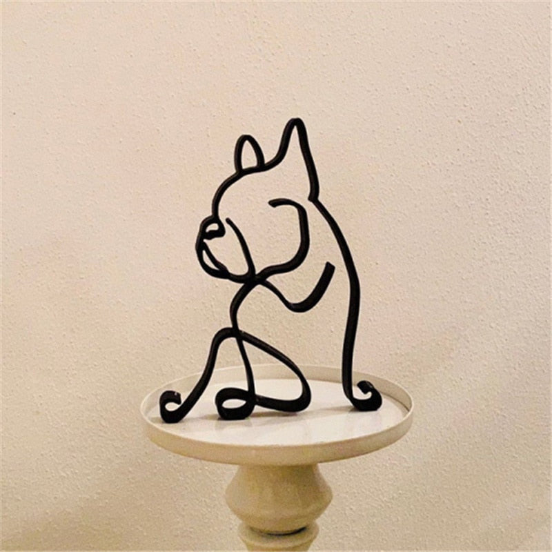 Iron Dog and Cat Sculptures