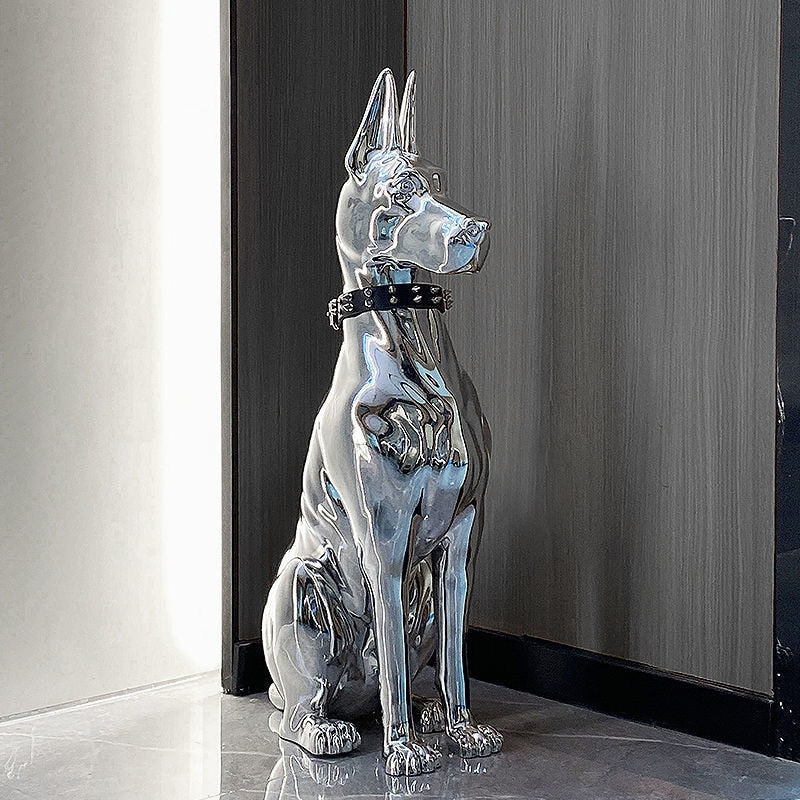 Electroplated Doberman Dog Statue