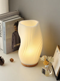 French Cream Style 3D Desk Lamp – Pleated Design for Bedroom, Study, and Coffee Shop